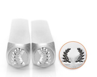 Wreath Metal Stamps, Wreath Ends Stamp Pack, Two Stamps, ImpressArt 6mm, Laurel Wreath, Left and Right Leaves, Stamping Tool Stamped Jewelry