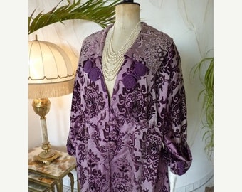 ON SALE 1910 Purple Dévoré-Velvet Coat, Antique Coat, Edwardian Coat, antique dress, antique gown, Edwardian Dress