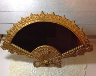 Mirror Vintage Fan Shaped Mirror Vanity Jewelry Shop Mirror Prop Powder Room Accessory Shabby Cottage Chic Hollywood Regency Style Mirror