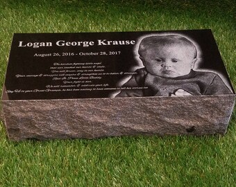 Custom Engraved 16x8x4 Grave Marker Monument Stone Personalized Memorial Black Granite 75LBS