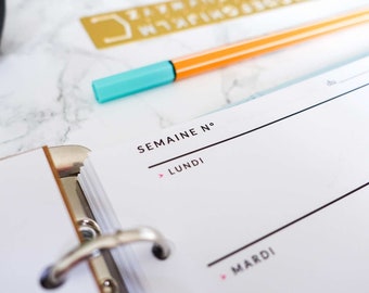 WEEK refill for A5 planner. Compatible Filofax® and others. Perfect for weekly pages and Bullet Journal®