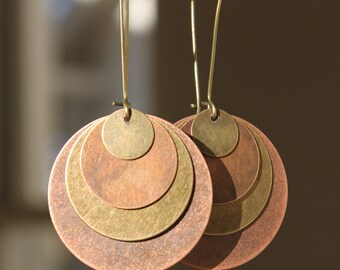 Bohemian Earrings Large Boho Earrings Long Bohemian jewelry Dangle Drop Earrings Mixed Metal Earrings Gift for women Gift for her