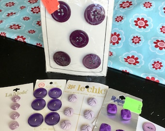 Purple/lavender buttons, vintage