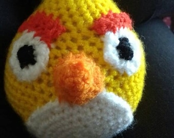 Yellow amigurumi crochet bird