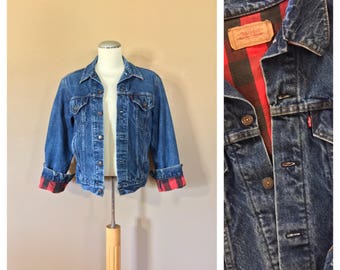 90s Flannel Denim Jacket Levis Jacket / Vintage Jean Jacket / Vintage Denim Jacket / Blue Jean Jacket / Levis Vintage Denim Jacket