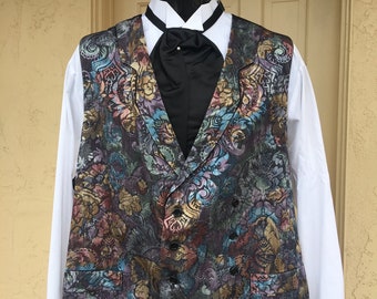 Victorian Style Colorful Brocade Double Breasted Men's Vest