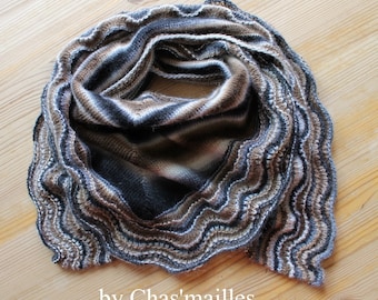 Slate gray, natural and Brown scarf