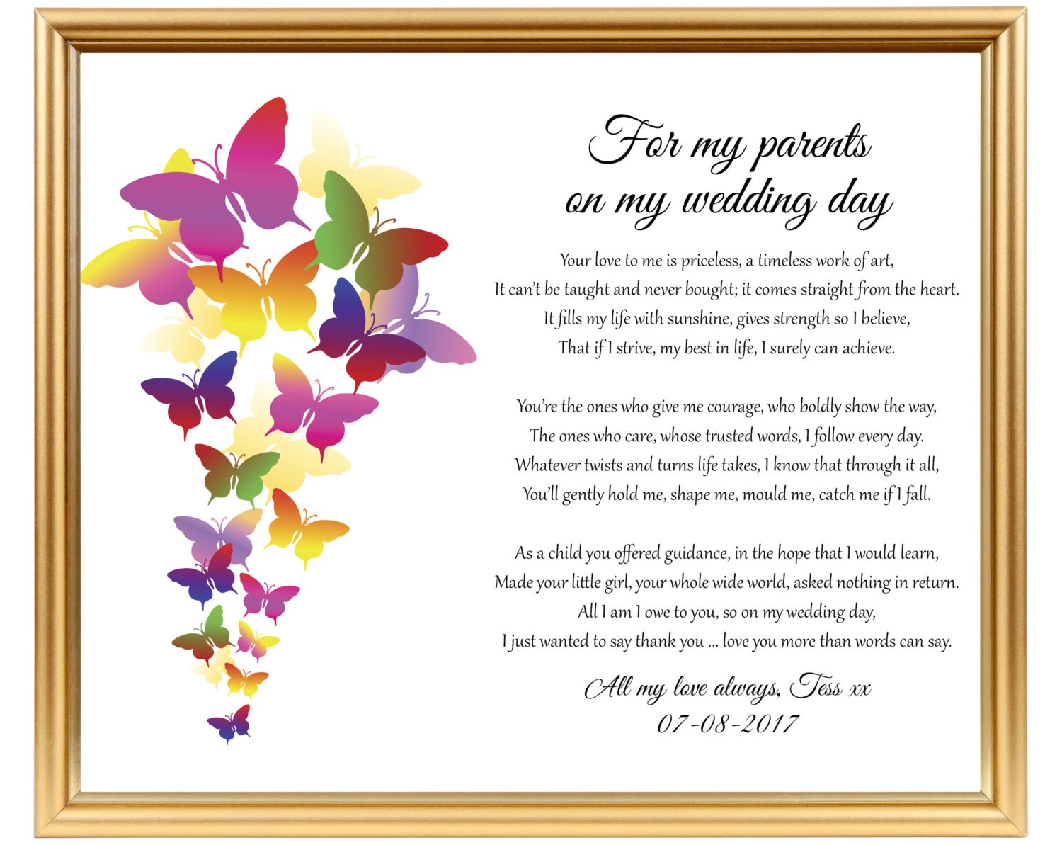 Wedding gift poem for parents from Bride To Dad from Bride