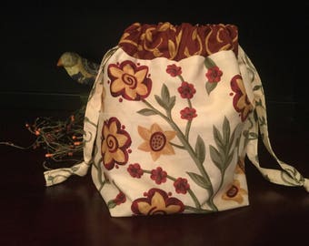 Drawstring Knitting Project Bag, Blooms