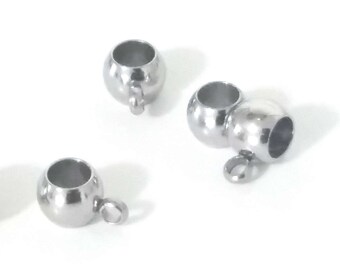 Charm Pendant Bail, Large Hole Stainless Steel Bead Hanger Links, 5x9x6mm, 4mm Hole, 2mm Loop, Lot Size 6 to 24, #1458