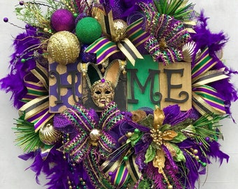 Mardi Gras Wreath, Mardi Gras, Fat Tuesday, New Orleans, Jester Wreath, Carnival Wreath