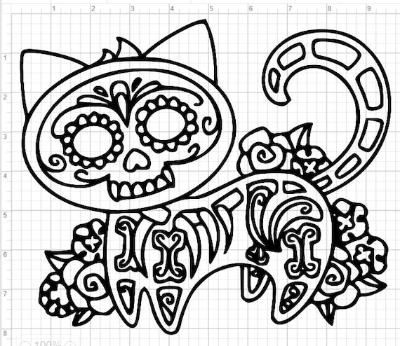 Cat Sugar Skull Design SVG EPS DXF Studio 3 Cut File