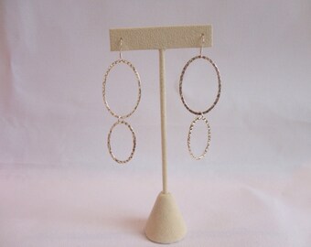 Hammered Silver Earrings, Hammered Silver Oval, Silver Earrings, Casual Earrings, Long Silver Earrings
