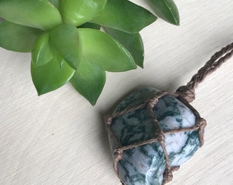 Earthy Tree Agate Necklace - Handmade Healing Crystal Necklace - Healing Stone Necklace - Earthy Boho Necklace - Hippie Style Jewelry Druid
