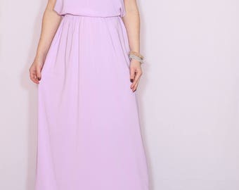 Chiffon bridesmaid dress Lavender dress Pale purple dress Long Prom dress Keyhole dress