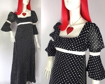 Annacat Vintage 1960s polka dot maxi dress by Annacat / Mod / Pop Art / Cilla / Carnaby Street