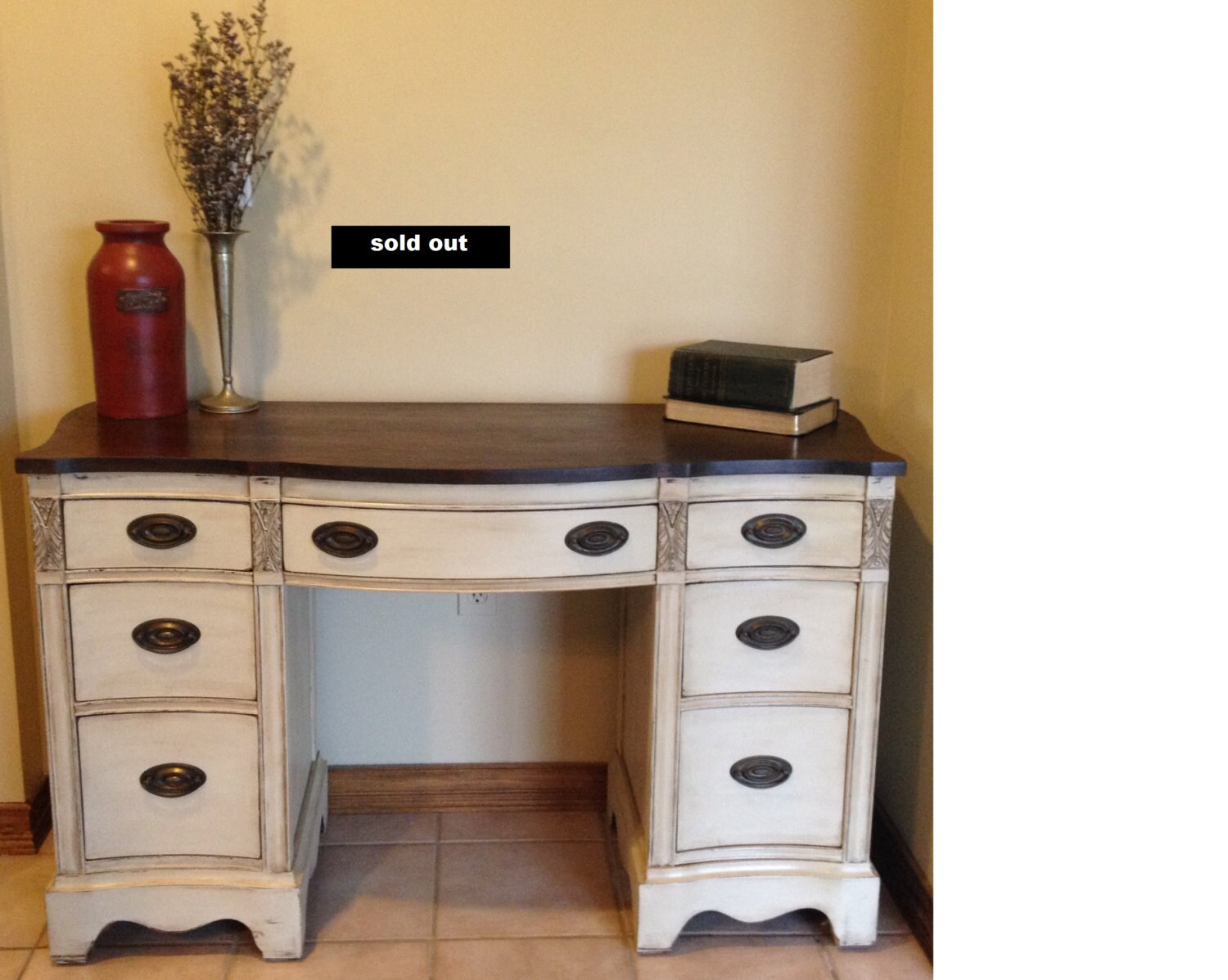 SoldAntique Solid Wood Desk/vanity Refinished/vintage 🔎zoom - SoldAntique Solid Wood Desk/vanity Refinished/vintage