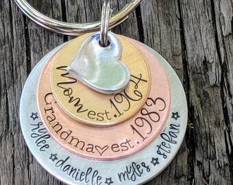 Personalized mom keychain. Grandma gift. Gift for grandmother. New grandma gift. Custom mothers day gift for grandma. Memaw keychain Nana.