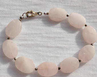 63| Rose quartz and Sterling Silver bracelet