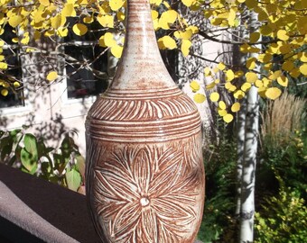 SALE Vase with Carvings - Visit shop for more handmade Pottery