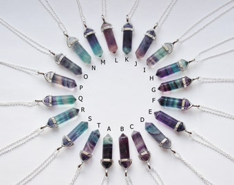 CHOOSE! Rainbow fluorite necklace hexagonal point gemstone flourite stone