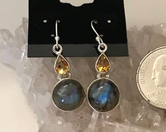 Labradorite and Citrine Earrings
