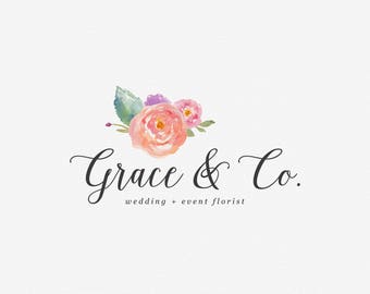 Premade Logo Design | Watercolor Flower Logo | Calligraphy Logo | Photography Logo | Boutique Logo | Small Business Logo | PL-086