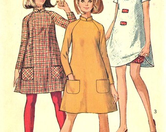 Vtg 60s Simplicity 7284 Junior Miss Mod Mini Tent Dress and Bloomers Sewing Pattern Size 13 Bust 33