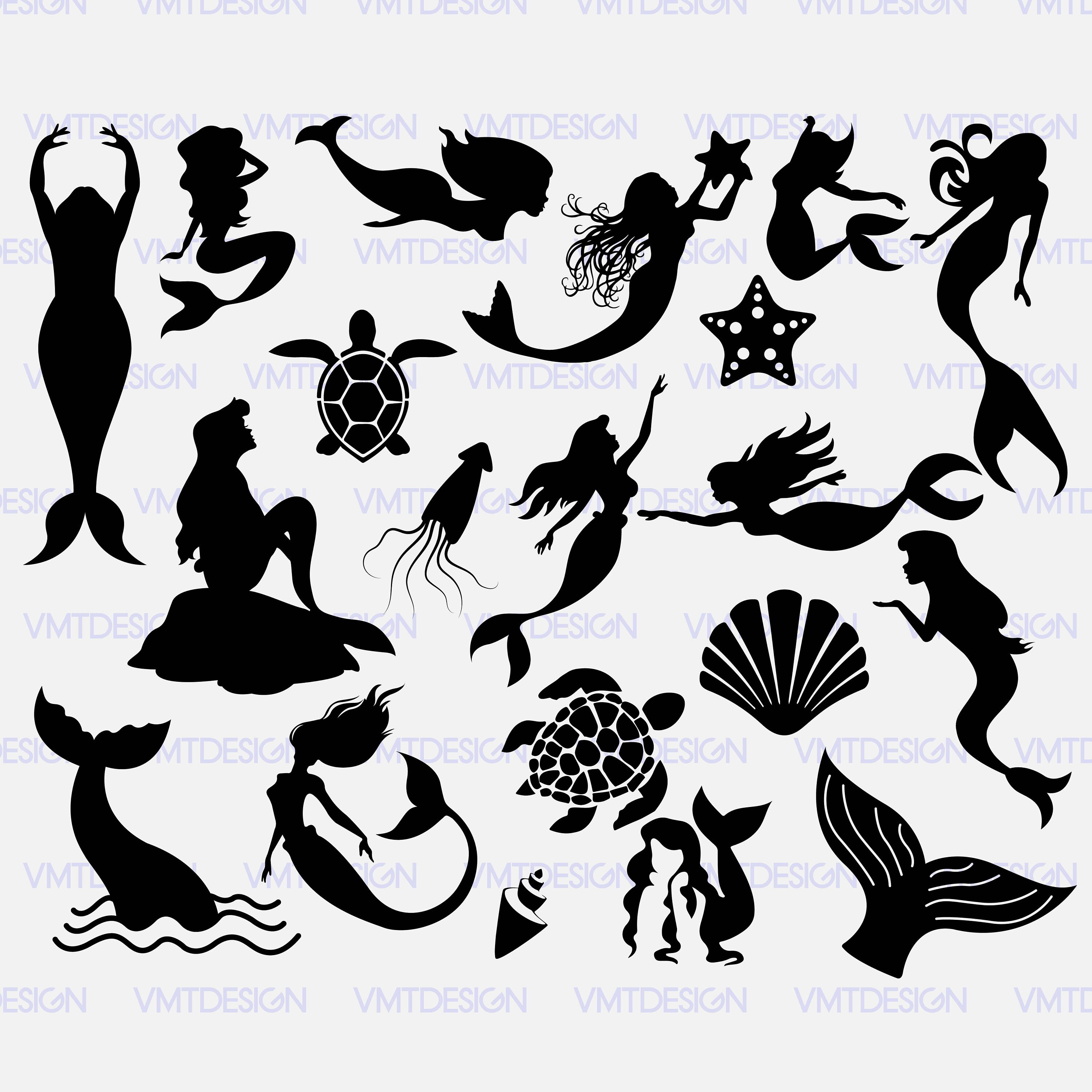 Free Free 200 Little Mermaid Svg Black And White SVG PNG EPS DXF File