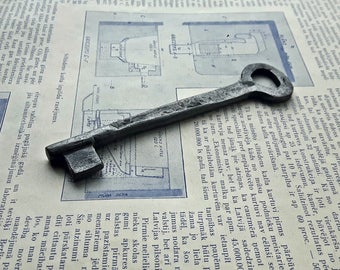 Antique handmade metal skeleton key, rare antique large key, rustic home decor
