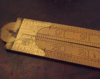 Vintage Rabone 1380 Boxwood Folding Yardstick English Wooden with Brass Fittings quality collectible antique handtool carpenters ruler