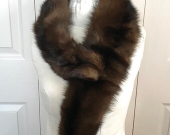 Vintage Mink Fur Collar . long fur collar . clip on fur collar