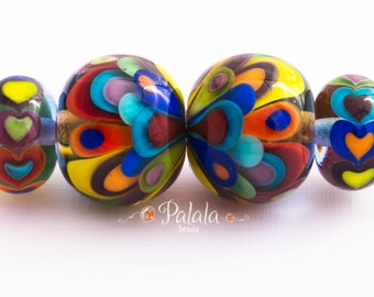 Pair of Lampwork Rainbow Beads