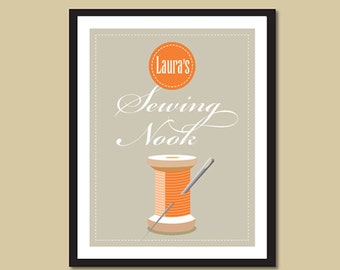 Sewing Room Sign, Personalized Sign, Typographic Print, Sewing Room Decor, Sewing Gift, Office Decor, 6 x 8 or 8 x 10