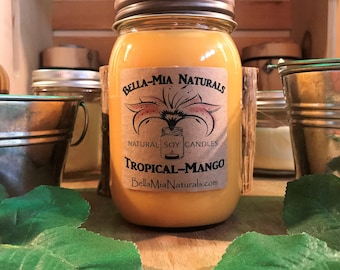 Tropical-Mango Hand Poured Natural Soy Candles Hand-Crafted in Sparta,NJ