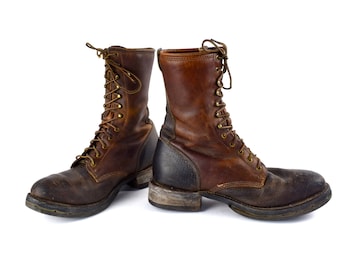 Brown Packer Work Boots with Kiltie by Double H, Lacer Boots