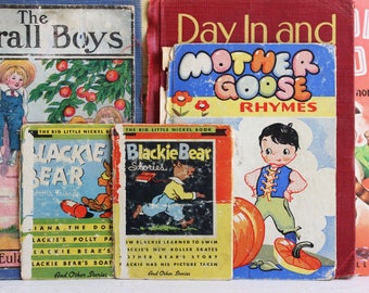 Antique Children's BOOK COVERS Bundle for Crafting, 8 Pieces, Vintage Crafting Supplies, Antique Ephemera
