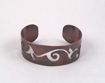 Cuff Bracelet, Copper Bracelet, Wide Cuff, Copper Cuff, Copper Bangle, Boho Bracelet, Rustic Bracelet, Vintage Look Cuff, Copper Jewelry