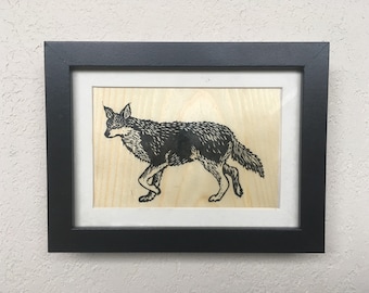 Coywolf Lino Block Print