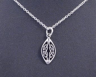 Sterling Silver Celtic Knotted Shield Necklace Pendant with Chain
