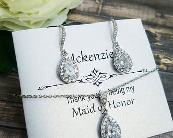 Bridesmaid Jewelry Set, Simple Bridal Jewelry Set, Bridesmaid Earrings, Bridal Earrings, Bridesmaid Jewelry, Bridesmaid Gift, Bridal Jewelry