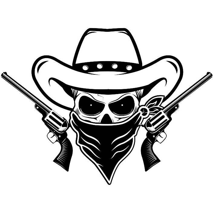 Cowboy Logo 26 Skull Guns Mask Outlaw Scarf Hat Country