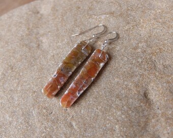 Large natural gem stone earrings. Agate ethically sourced gem stone from Australia - crystal earrings - long stone earrings