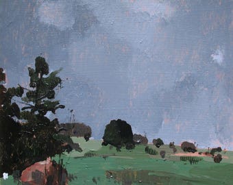 May Shower, Original Spring Landscape Painting on Panel, Ready to Hang, Stooshinoff