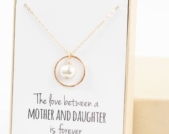 Mother of the Bride Necklace (gold eternity necklace with pearl)