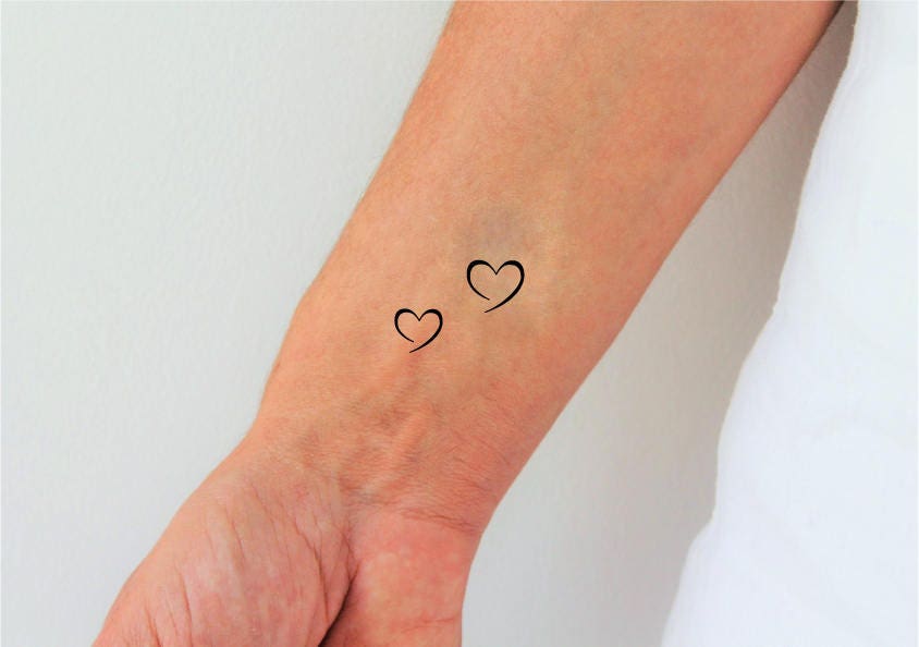 heart temporary tattoos set of 2/ heart tattoos / tiny