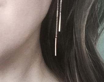 Lightweight Rose or Yellow Gold or Sterling Silver Uneven Chain Threaders