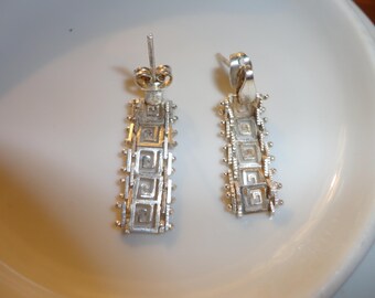 Sterling Silver Greek Key Post Earrings