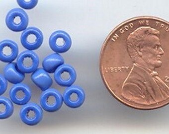 1/4 POUND VINTAGE PERIWINKLE blue glass 4mm. beads w230