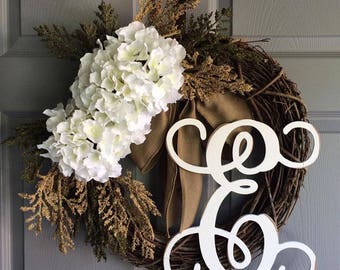Spring Wreath - Monogram Wreath - Everyday Wreath - Front Door Wreath - Wreath for Front Door - Door Wreath - Initial Wreath - Door Decor